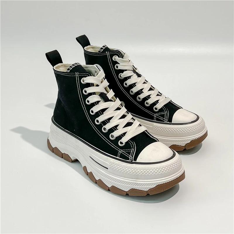 Autumn Women's Casual Platform Sneakers Stars Canvas Trainers Running Sport Shoes Tennis Shoes Thick-Sole Walking Sneakers 35-42