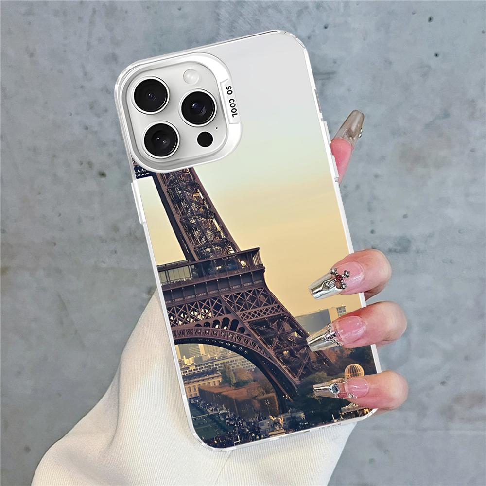 Чехол для телефона Париж Эйфелева башня Для IPhone 16 15 14 13 12 11 Pro Max X XR XSMAX 8 7 Plus Матовый Ударопрочный Задний чехол
