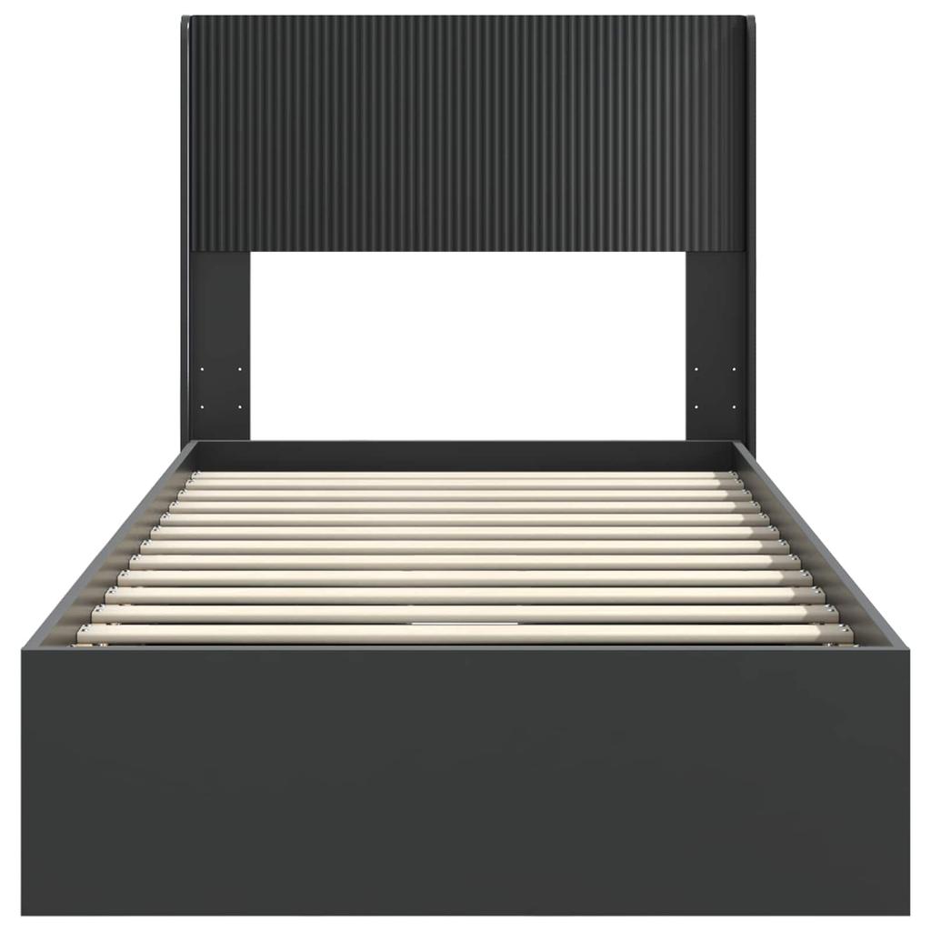 Bed Frame with Storage Space and Headboard Black 75 x 190 cm