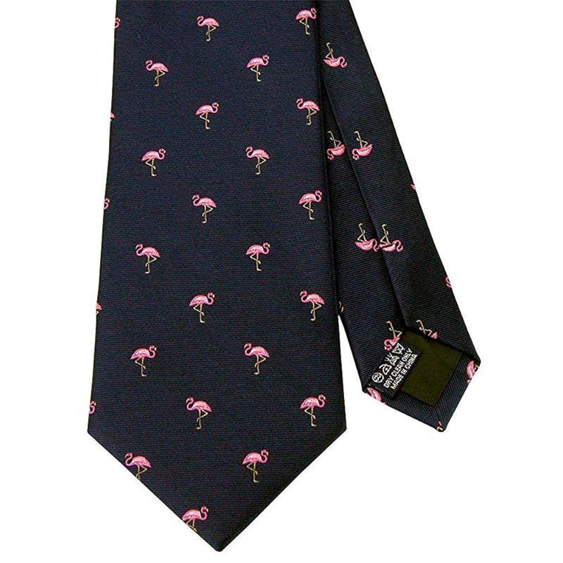 Used [New] [COLORATA] Colorata Flamingo Necktie (145 x 8.5cm NavyDots 100% Silk Jacquard Weave) Animal Bird Polka DotAnimal Gift Present 0