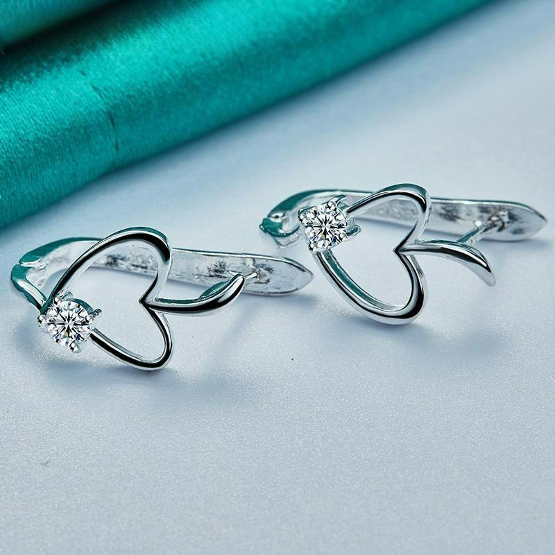 Серебряные серьги-сердечки с цирконами для женщин, модные очаровательные украшения