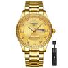 Бриллиантовые часы Деловые наручные часы Джентльмен Золотые Водонепроницаемые Аналоговые Стильные Классические Повседневные Металлический Браслет Нержавеющая Сталь Дата День недели Часы
