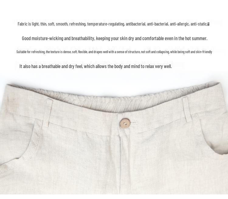 2026 Spring/Summer Women's Comfortable Ramie Wide-Leg Carrot Pants - Retro Lantern Style, Loose & Casual
