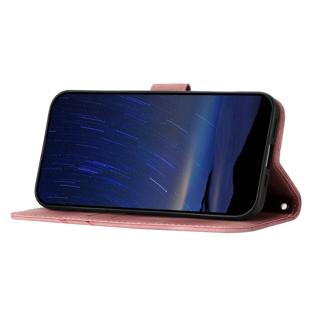 For iPhone 17 Pro Max Case Imprinted Line Leather Phone Cover with Handy Strap