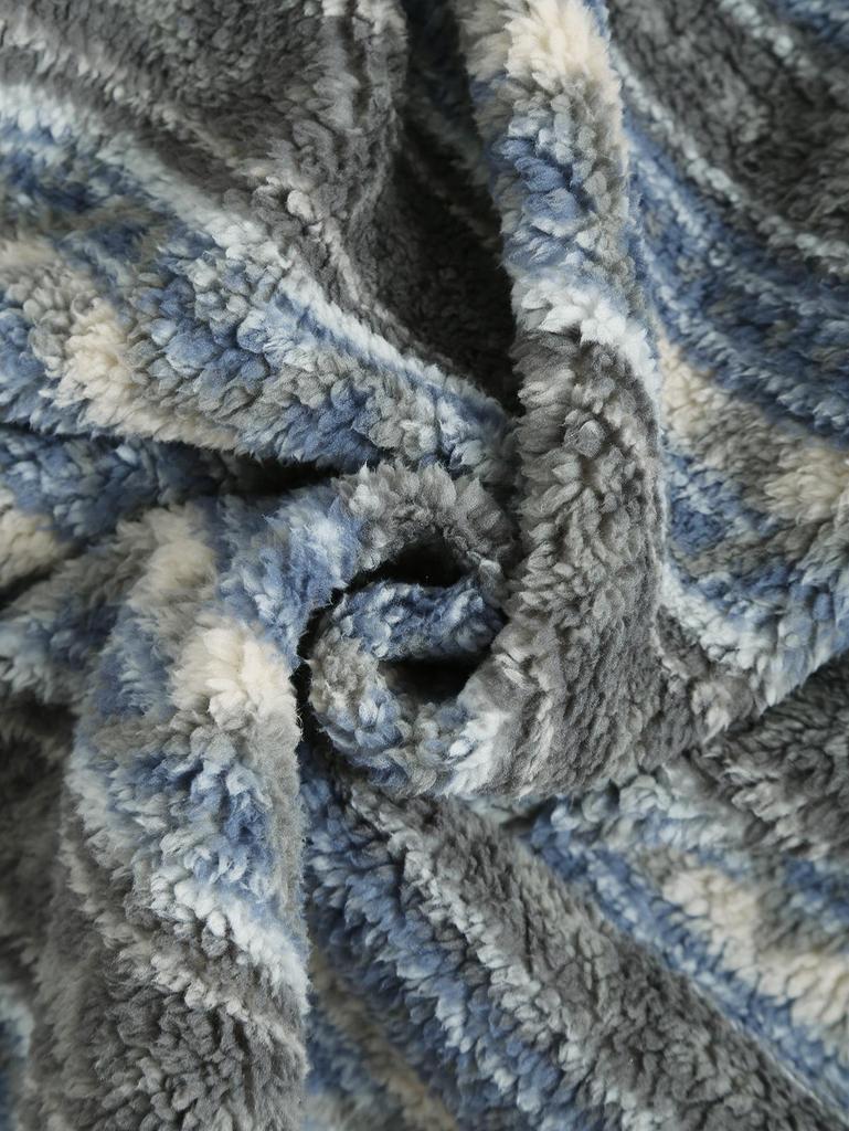 ZAFUL Мужская флисовая толстовка с воротником-стойкой с этническим принтом и застежкой на четверть пуговицы