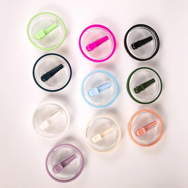 Складной стакан с трубочкой, Высококачественный, Герметичная крышка, Портативная ручка, Крышка для автомобильного стакана, Защита от проливания, Многоразовая крышка для тамблера