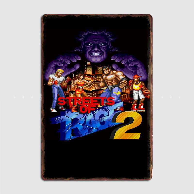 Streets of rage 2 Ретро Классика Игра Металлический Постер Знак Клуб Настенное Искусство Табличка Жестяная Вывеска Украшение Комнаты Декор Дома