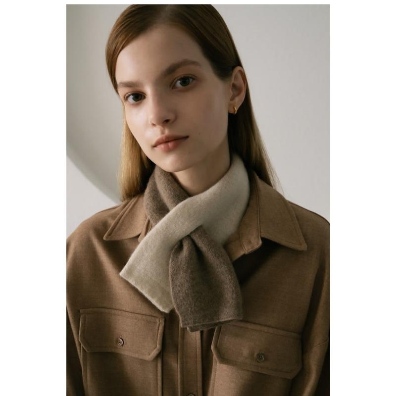 Wool Color Blocked Cross Scarf Cashmere Like Knitted Warm and Versatile Student Scarf