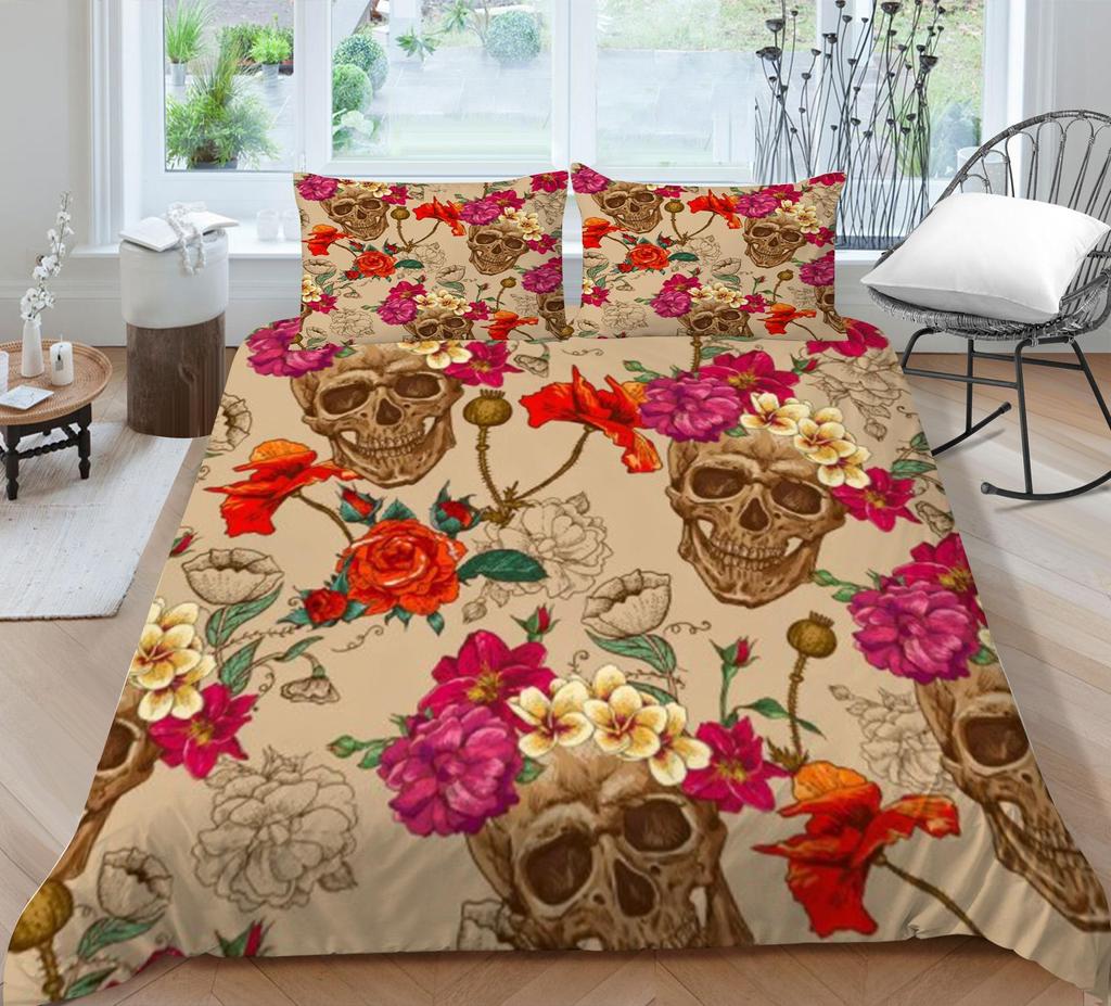 Bedding Suit 3D Skull Print Bed Cover Home Bedclothes  Fashionable Duvet Cover Sets Polyester Single Double King Size