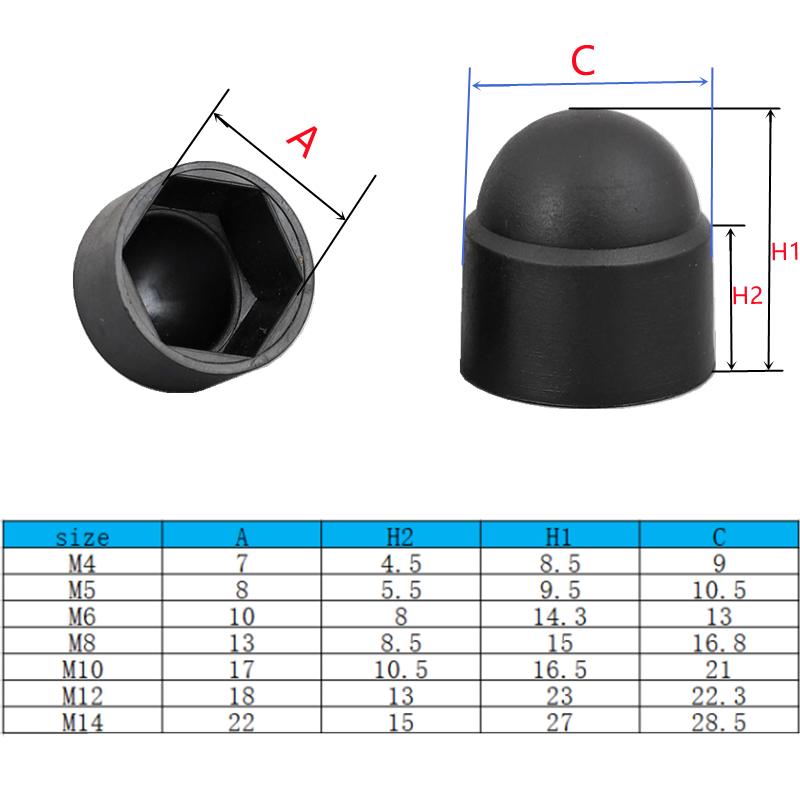 Hex Nut Caps M4 M5 M6 M8 M10 M12 M14 PE Plastic Hexagon Caps for Bolts Protect Nuts for Car Wheels Exterior Decoration