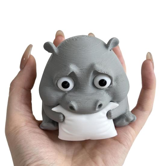 Грустный малыш бегемот 3D печатный бегемот орнамент миниатюрная фигурка бегемота настольное коллекционное украшение бегемота для домашнего офиса