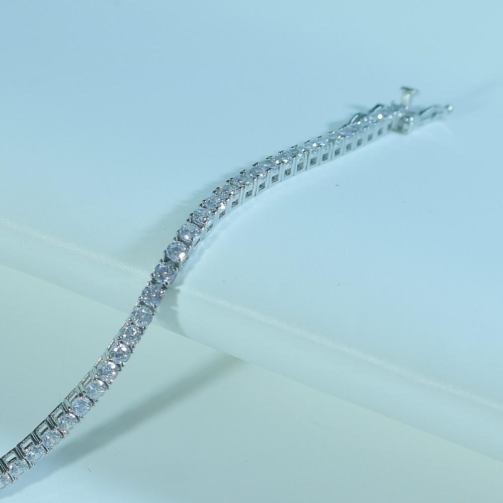 3mm White Zircon Tennis Bracelet 18cm 925 Silver Cubic Zirconia Bracelets