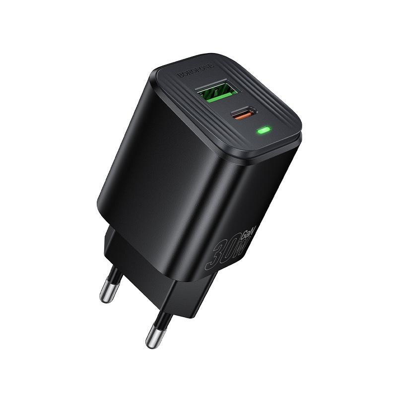 BOROFONE BAS85A Двухпортовое быстрое зарядное устройство PD30W+QC3.0 C to C EU Стандартный комплект