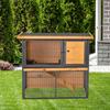 Guinea Pig Hutch Rabbit Hutch Wood-metal Elevated Pet House Bunny Cage with No-Leak Tray Ramp Openable Roof Outdoor 89.5 x 45 x 81cm Light Yellow