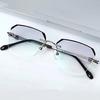 New Business Frameless Reading Glasses for Men Super Light Retro High-definition Glasses Anti Blue Light Presbyopia Glasses