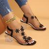 Fish Mouth Transparent Thick Heel Sandals Summer New Petals European and American Style Large Size Women's Shoes