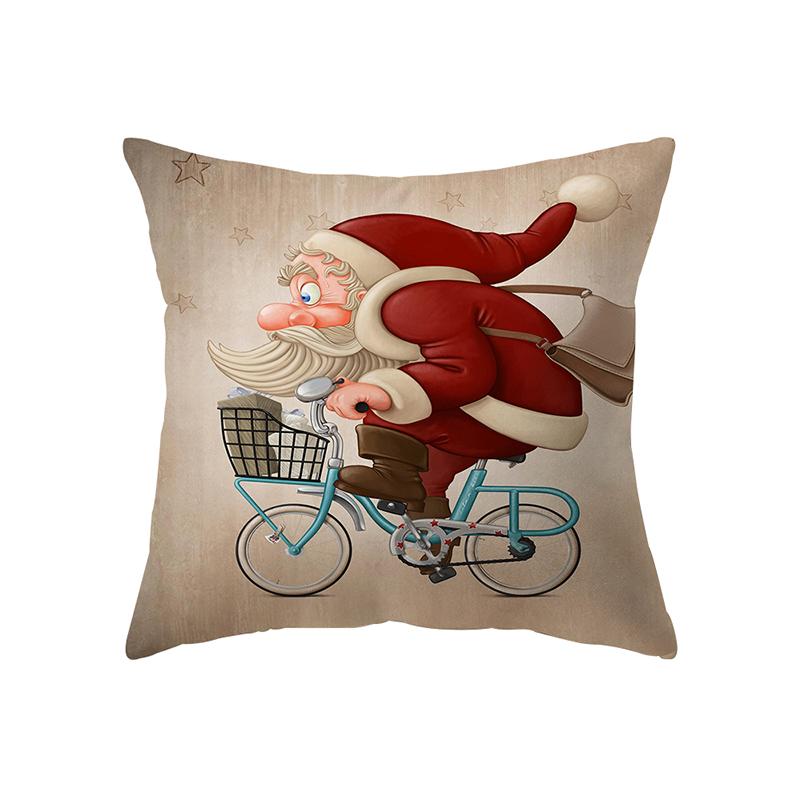 Santa Claus Christmas Theme Printed Pattern Cushion Cover Home Living Room Sofa Decoration Square Pillow Pillow Cover
