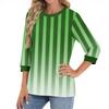 Women's Fashion Casual Seven Sleeve T-Shirt Print Round Neck Top