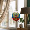 2pcs Victory Day In Russia Wooden Sign with Golden Double Headed Eagle Pattern, Round Sign for Front Door, Wall Decor, Ideal Gift for Friend & Family
