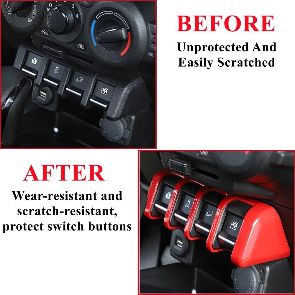 Car Window Lifting Switch Button Decoration Cover Stickers for Suzuki Jimny JB64 JB74 2022 Interior Accessories