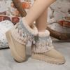 2025 New Golden Tassel Warm Women's Boots with One Foot, Round Toe Plus Velvet Thick Sole Short Boots