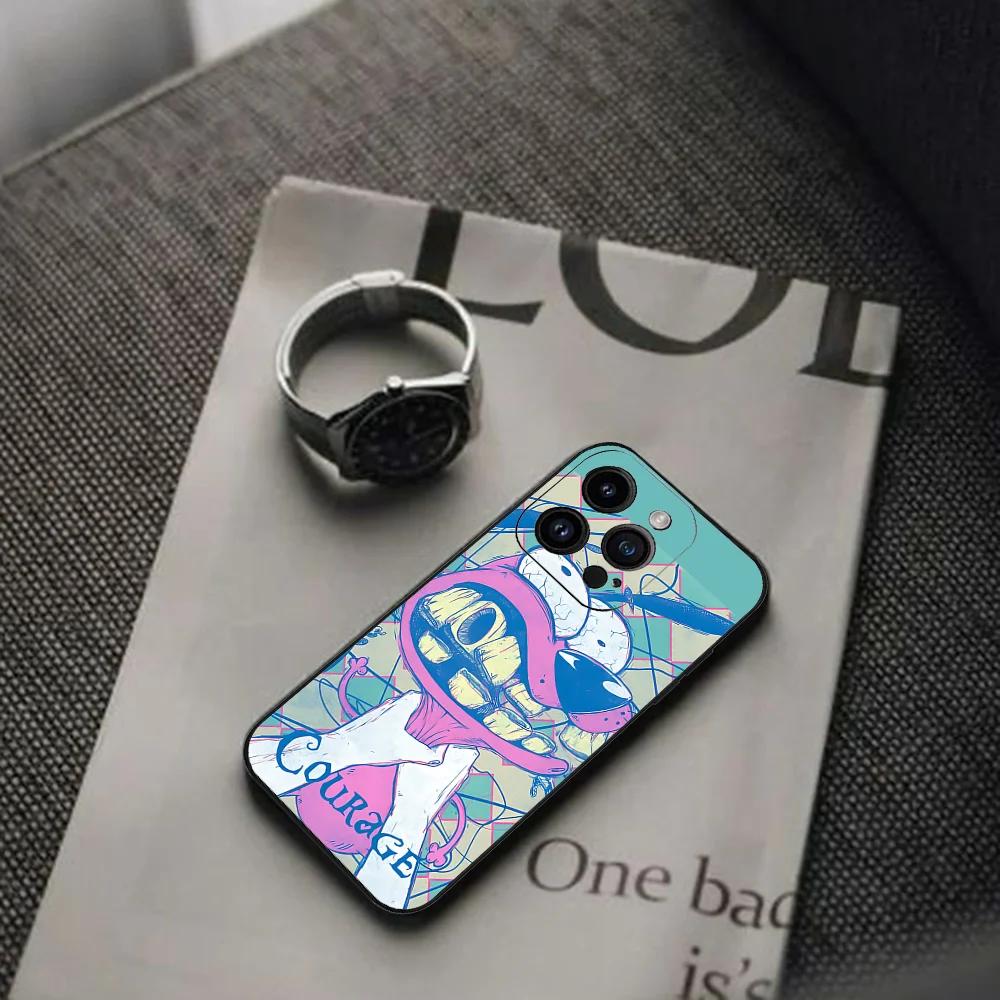 Мультяшный C-Смелость Собака D-Трусишка Чехол для телефона For Iphone 16 15 11 13 14 Pro Max 7 8 Plus X Xr Xs Max 12mini Черный Чехол