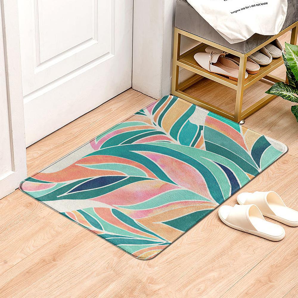 Коврик с рисунком тропических растений, дверной коврик, домашний впитывающий коврик, влагостойкий для крыльца, спальни