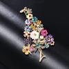 Classic Colorful Flower Christmas Tree Enamel Brooch For Women Lady Crystal Vintage Suit Office Pins Badges New Year Gift
