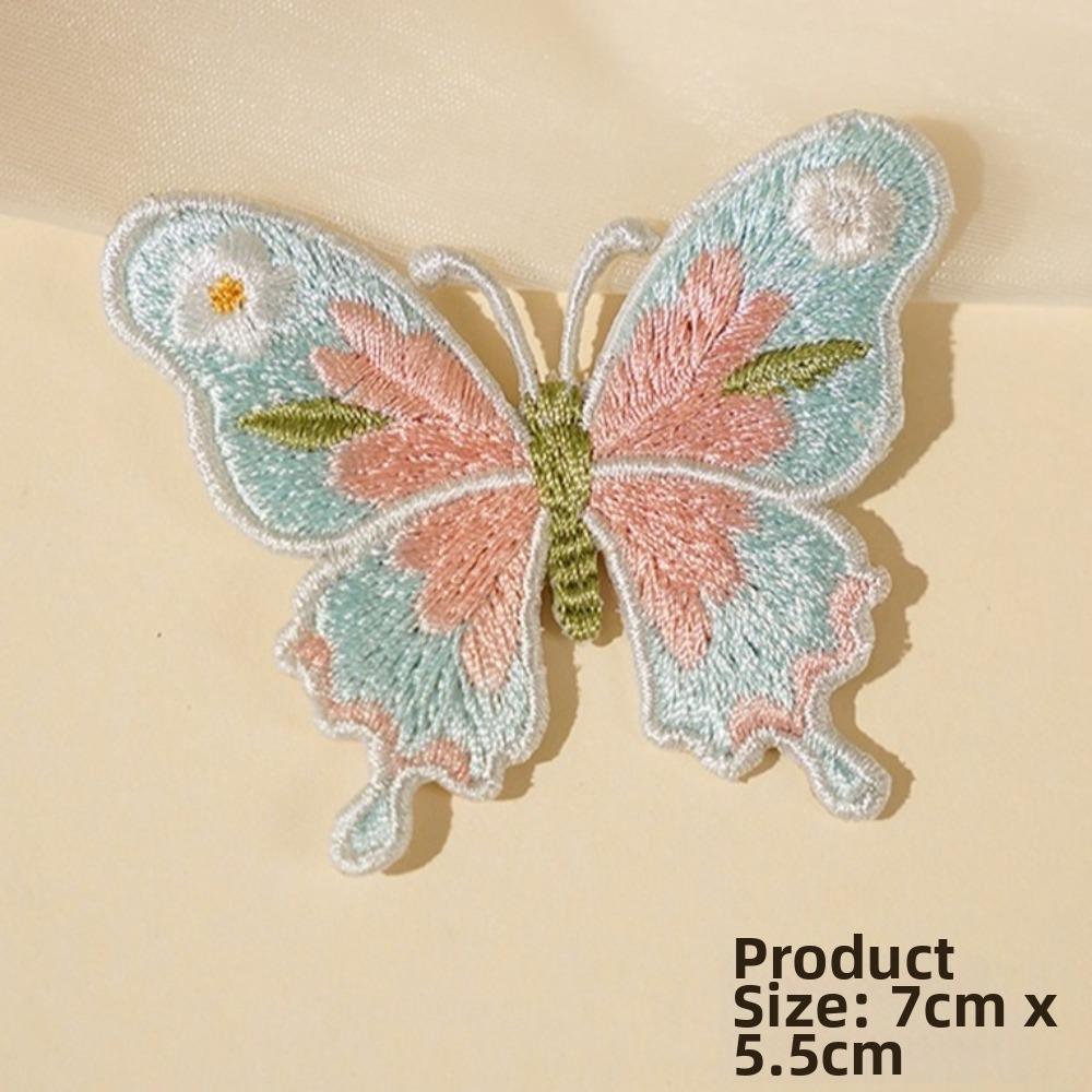 2pcs 2pcs Flower Patches Embroidery Design Butterfly Patches Heat Transfer Patches For DIY Clothing