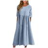 Women's Summer Solid Color Round Neck Half Sleeve  Casual Long Solid Color Dress