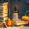 Фигурка призрака на Хэллоуин Настольная статуэтка Хэллоуина Декоративная полимерная светящаяся фигурка призрака в шляпе ведьмы Скульптура для прикроватной тумбочки