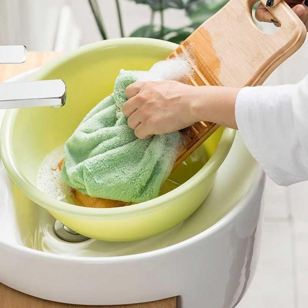1Pcs Bamboo Wood Clothes Washboard Antislip Washing Scrub Board Durable Hand Wash Board  For Women