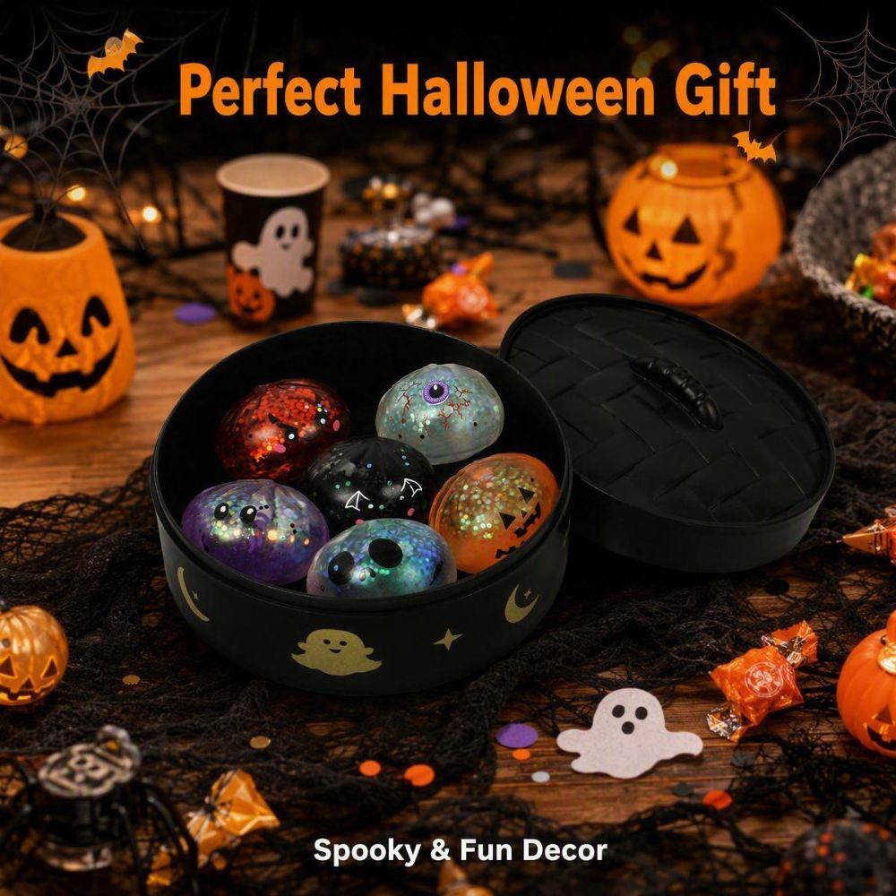 6pcs/set Halloween Squishy Crystal Bun Soft Cute Fidget Sensory Toy Party Favors