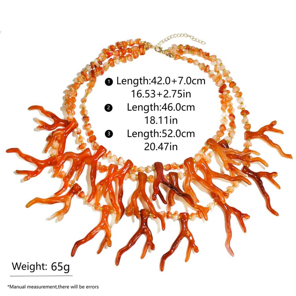 Handmade Multi-Layer Coral Beaded Necklace - Personalized Resin Clavicle Chain