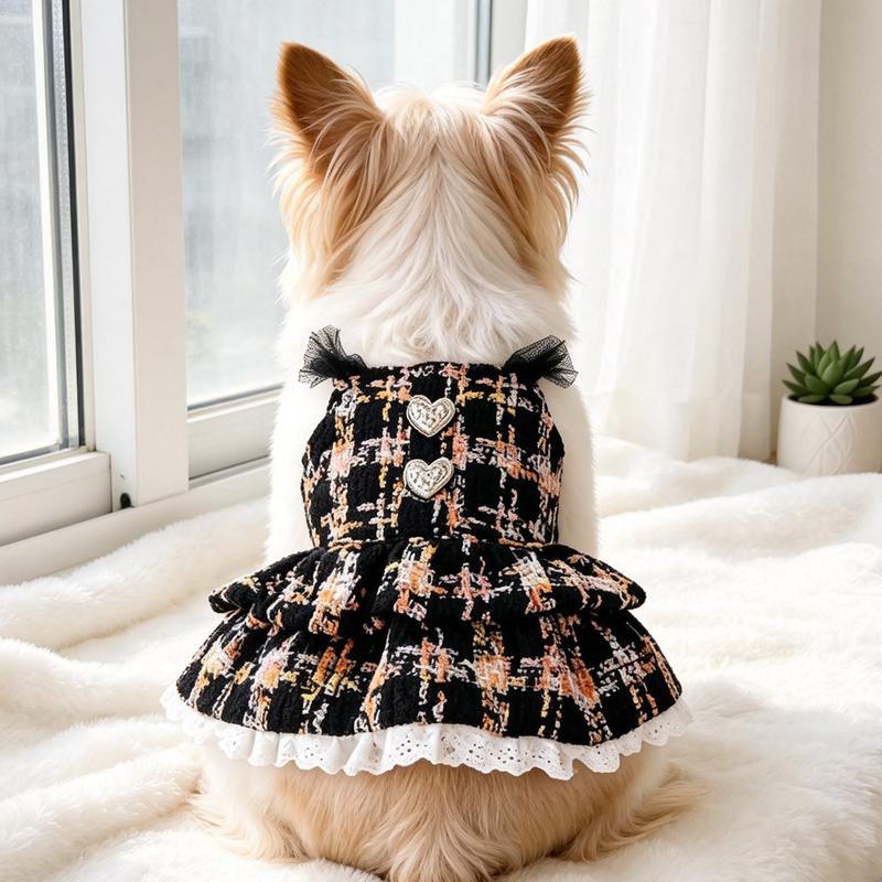 Rose Luxury Dog Clothes Dress Winter Thick Princess Bow Wedding Little Small Animals Pet Cat Costume Skirt For Terrier York Pugs