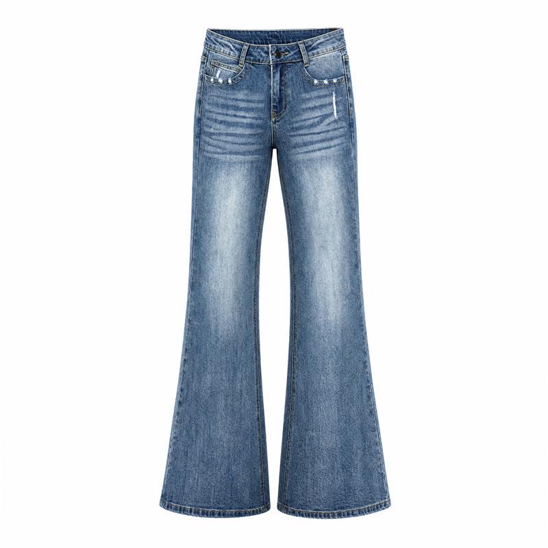 American Spice Girl Low Waist Hand-worn Design Retro Skinny Jeans Women