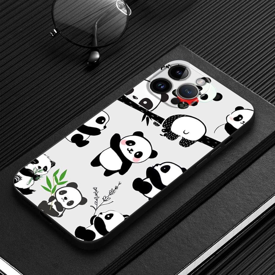 Чехол для телефона Apple iPhone 17 Pro Max 14 12 15 Pro 7 8 11 17e XR XS MAX 13 Air 16 Funda Чехол для телефона Мультяшный Милый Панда