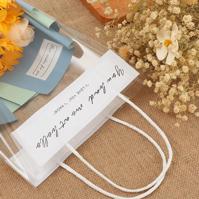 100 шт., упаковочная коробка для цветов, прозрачная ПВХ-сумка для букета цветов, флористическое украшение, длинная сумка для упаковки подарков на вечеринку