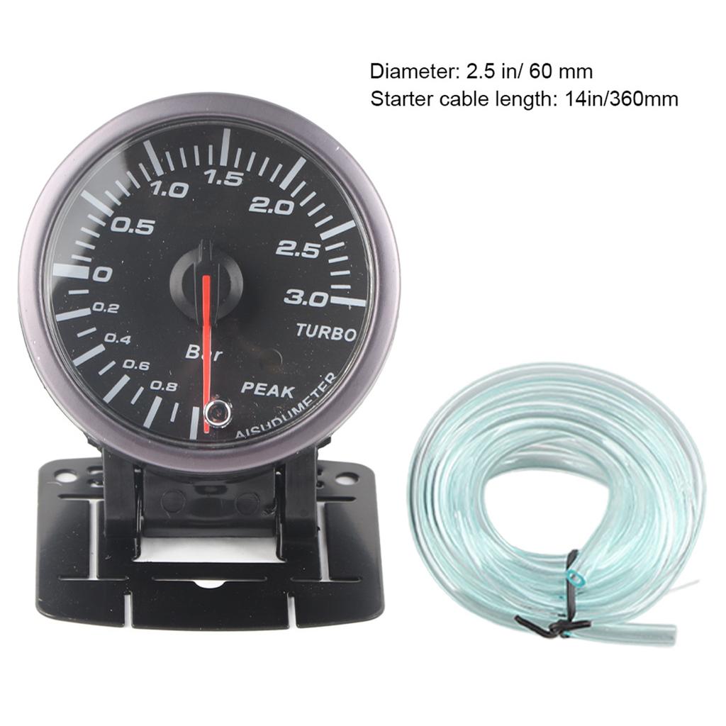 2.5inch 60mm 3.0 Bar LED Car Modification Turbo Boost Gauge Meter Pointer DC12V