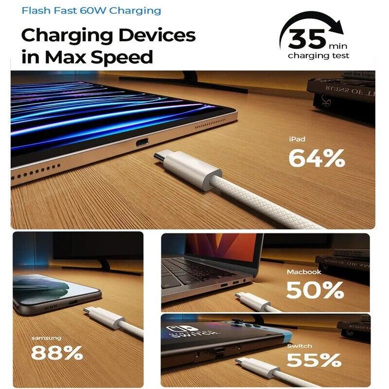 HdoorLink Кабель USB-C для iphone 15 Pro Max PD 60 Вт, быстрое зарядное устройство для Xiaomi Samsung, аксессуары для iPad, кабель USB C к типу C