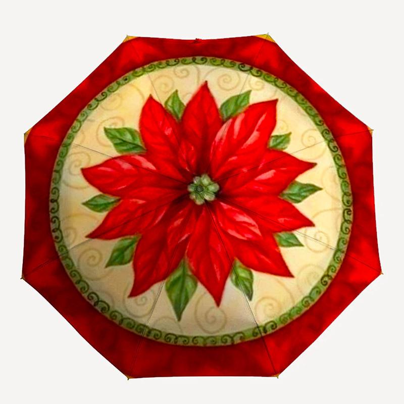 1pc Christmas, Poinsettia, Ornament Umbrella with Plastic Handle,Compact & Stylish,Suitable for All Seasons YS331023