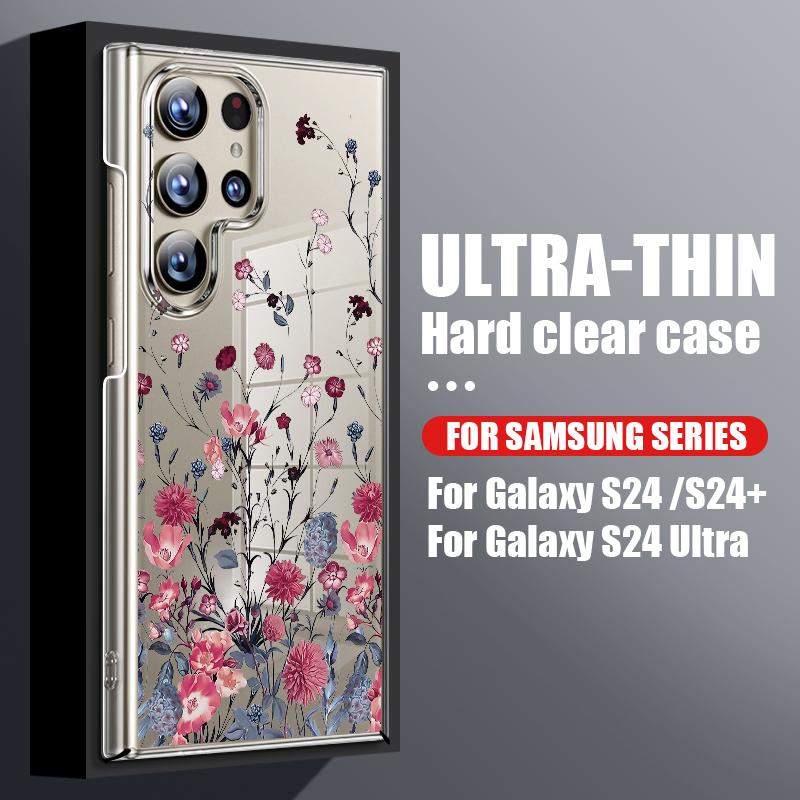 Красочный цветочный принт ударопрочный прозрачный чехол для Samsung S24 FE S23 Ultra S22 S21 A16 A55 A15 A14 A35 A54 прозрачный тонкий жесткий чехол для телефона из ПК