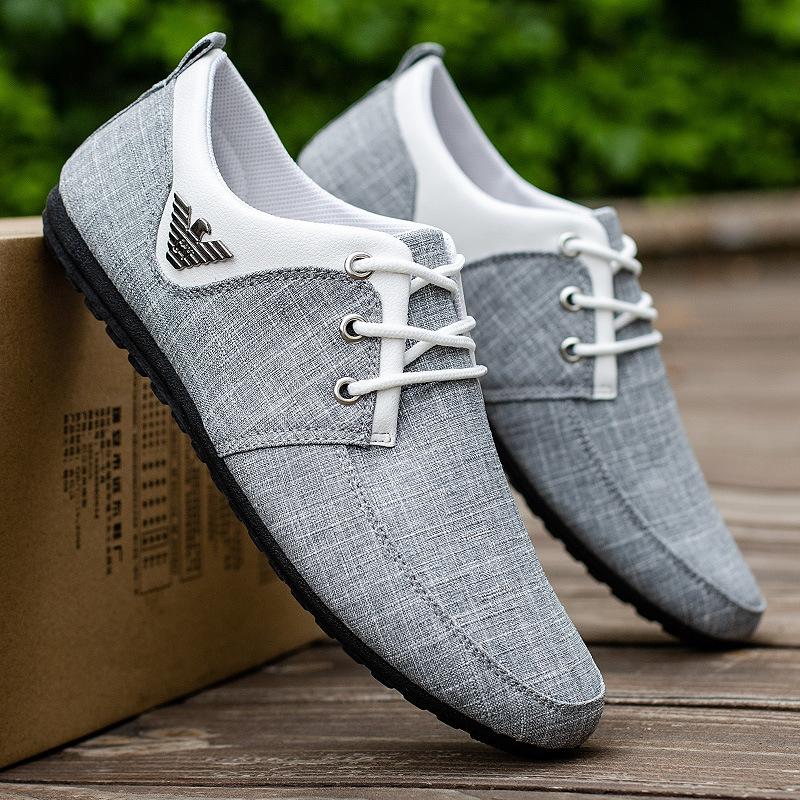Мужская повседневная обувь, легкие мужские парусиновые туфли, металлические мужские туфли для вождения, однотонные мужские кроссовки на шнуровке, Zapatillas Hombre 2024