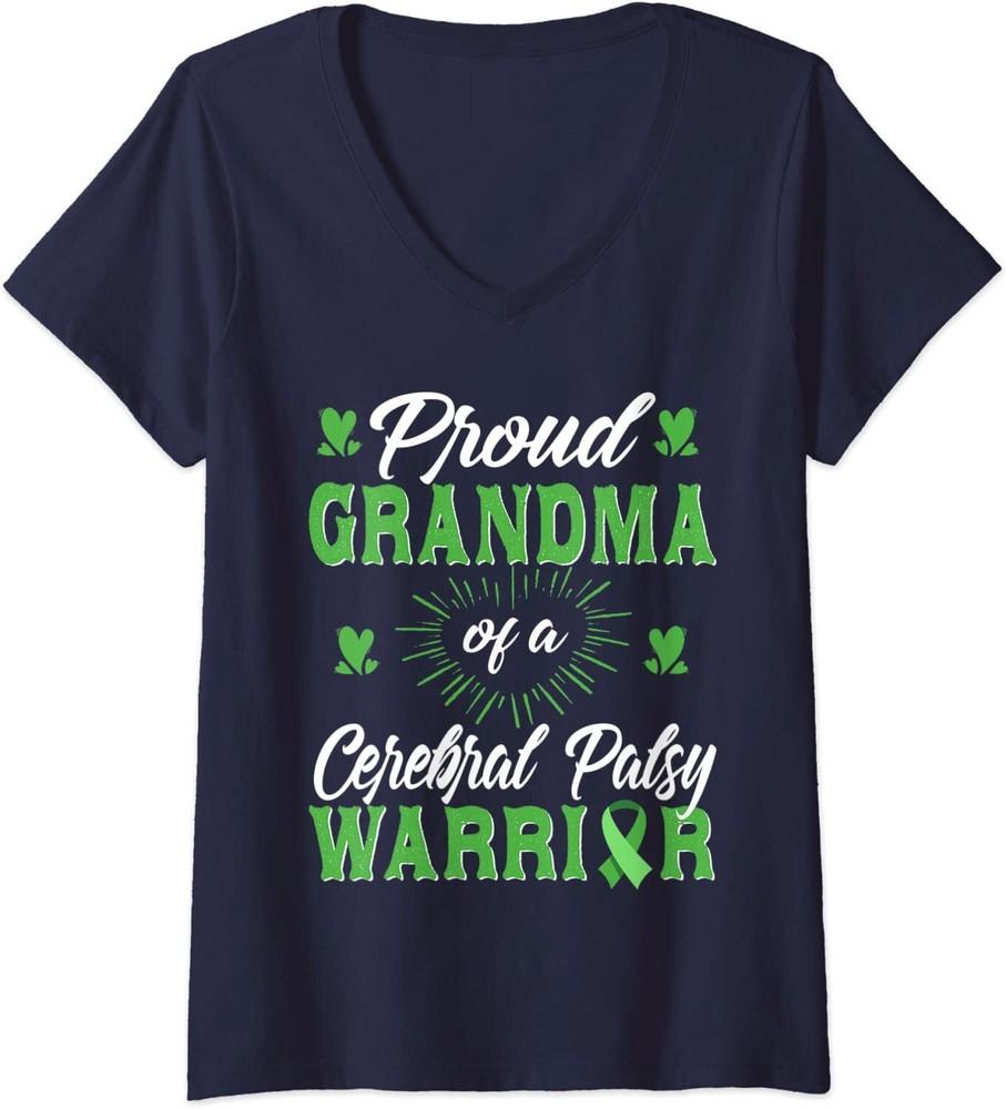 Proud Grandma Of Cerebral Palsy Warrior Awareness Ladies' V-Neck Tshirt
