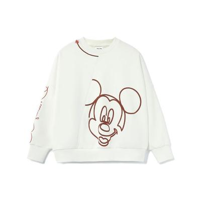 Li Ning X Disney Collaboration Sports Fashion Series Cartoon Print Флисовый свитер с круглым вырезом и длинными рукавами Женская толстовка Белая AWDRD62-1