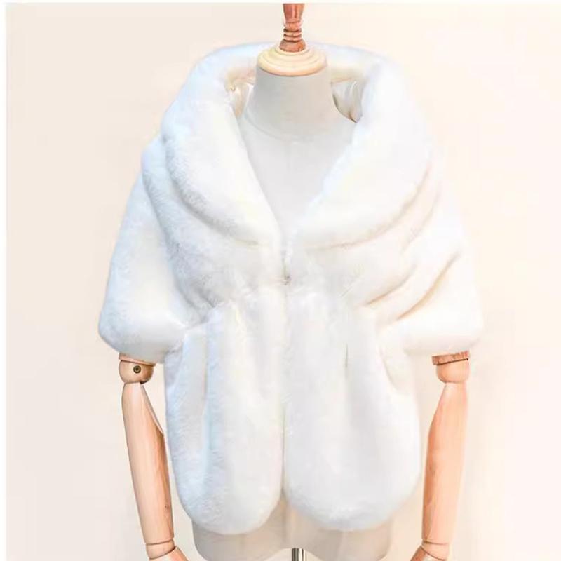 Женская теплая однотонная шаль из искусственного меха, мягкая удобная модная шаль из искусственного меха, накидка для свадебной вечеринки, синяя искусственная шерсть