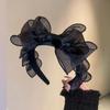 Korea Retro Black Mesh Big Bow Headband Hair Accessories Women Originality Ruffled Edge Stylist Accessories Hair Hoop