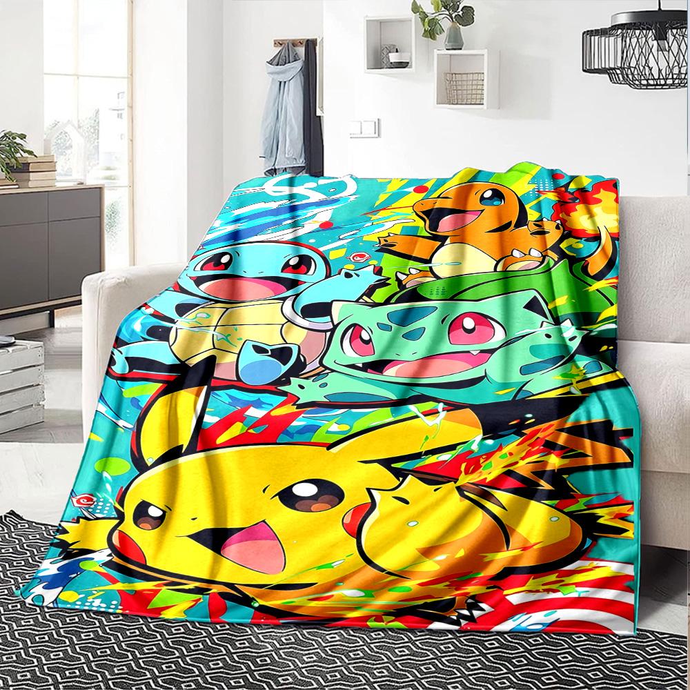 1pc Pokmon Adventure Begins Flannel Blanket,Ultra Soft Warm Plush Throw for Home Bedroom Bed Sofa Cover Camping Picnic gift Y72428