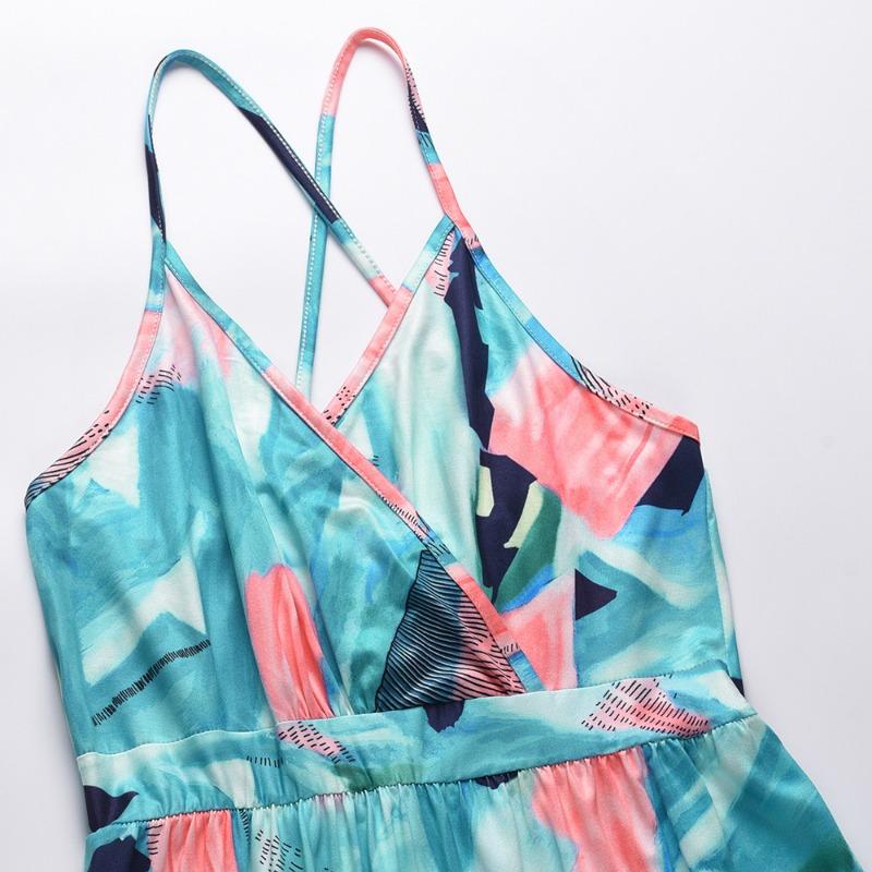 Spring and Summer Women's Floral Halter Long Dresses