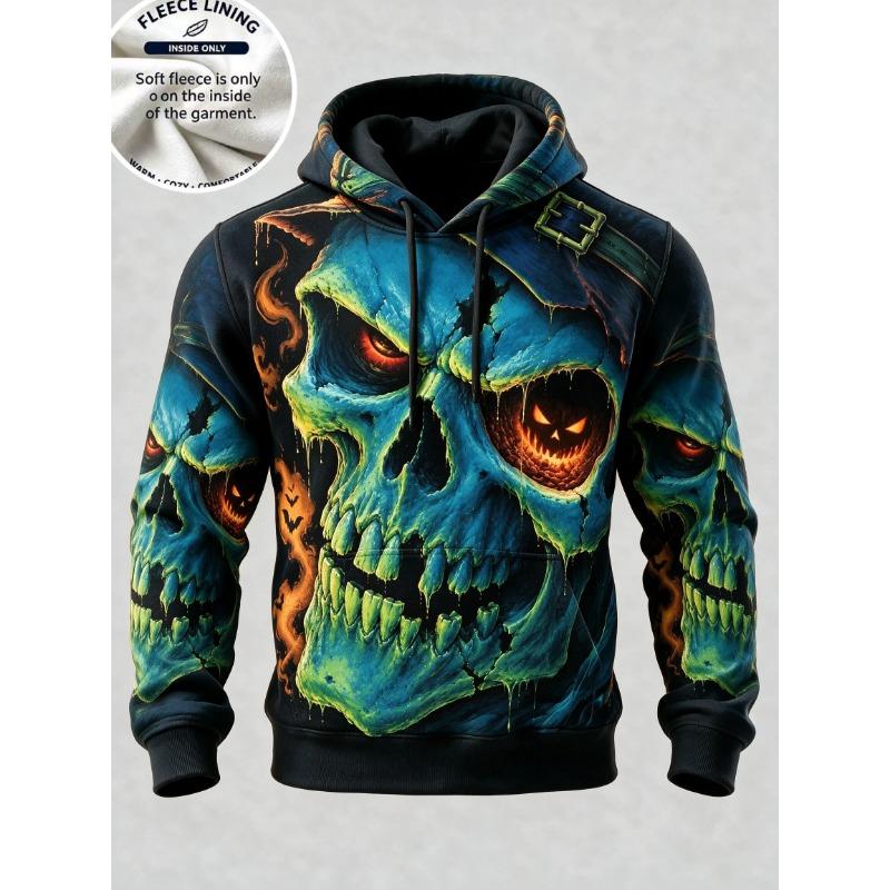 3D Print Halloween Fleece Hoodie Haunted House Ghost Pumpkin Bat Lightning Full Print Pullover Long Sleeve Sweatshirt
